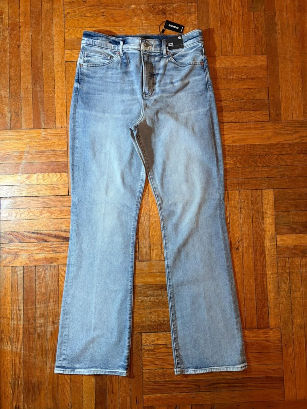 NWT Express 10L 10 Long High Waisted 90s Bootcut Light Wash Jeans Y2K
